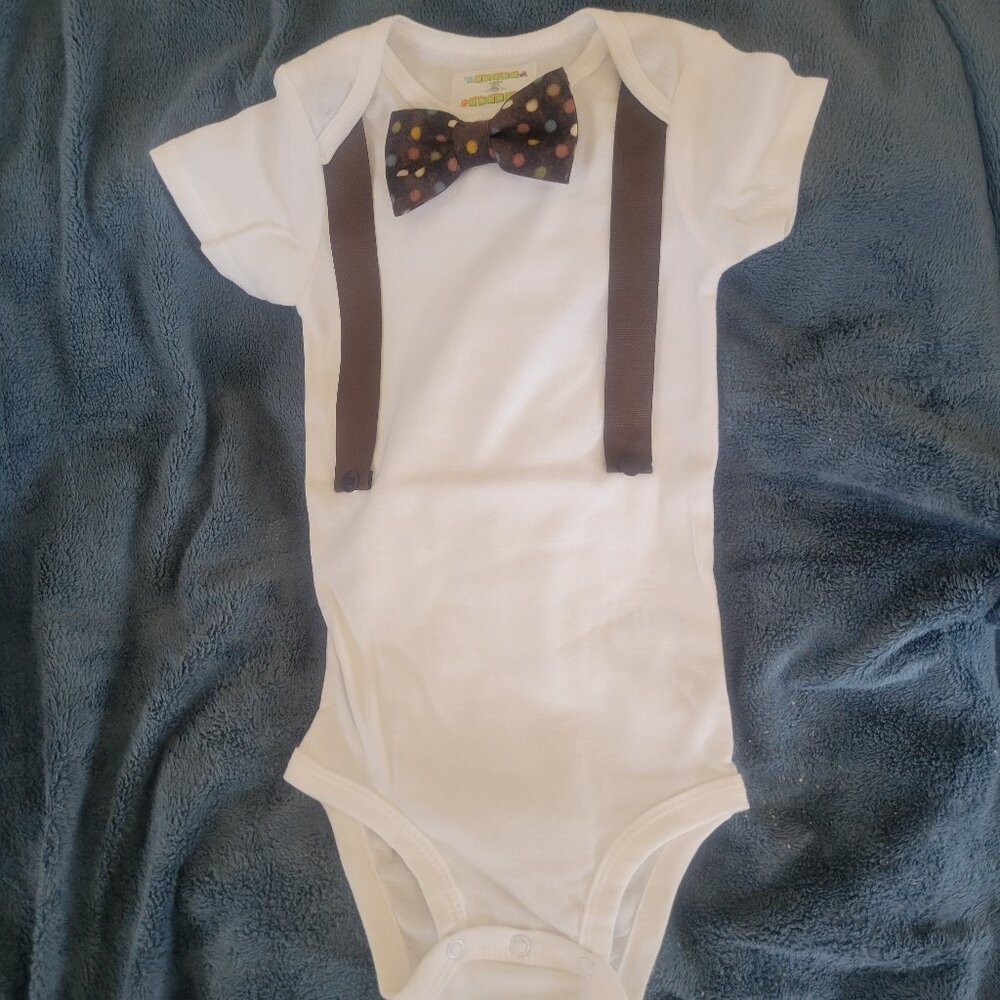 Bowtie Suspender Onesie 24 Months